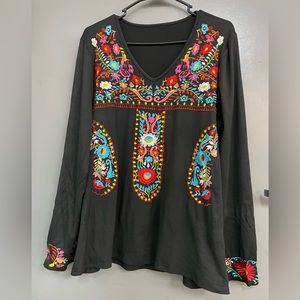 Black embroidered blouse by Amazon size XL
